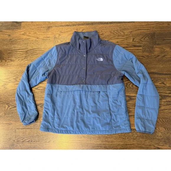 The North Face 1/4 Button Pullover Mens XL Blue Long Sleeve Mock Neck TNF - Picture 2 of 8